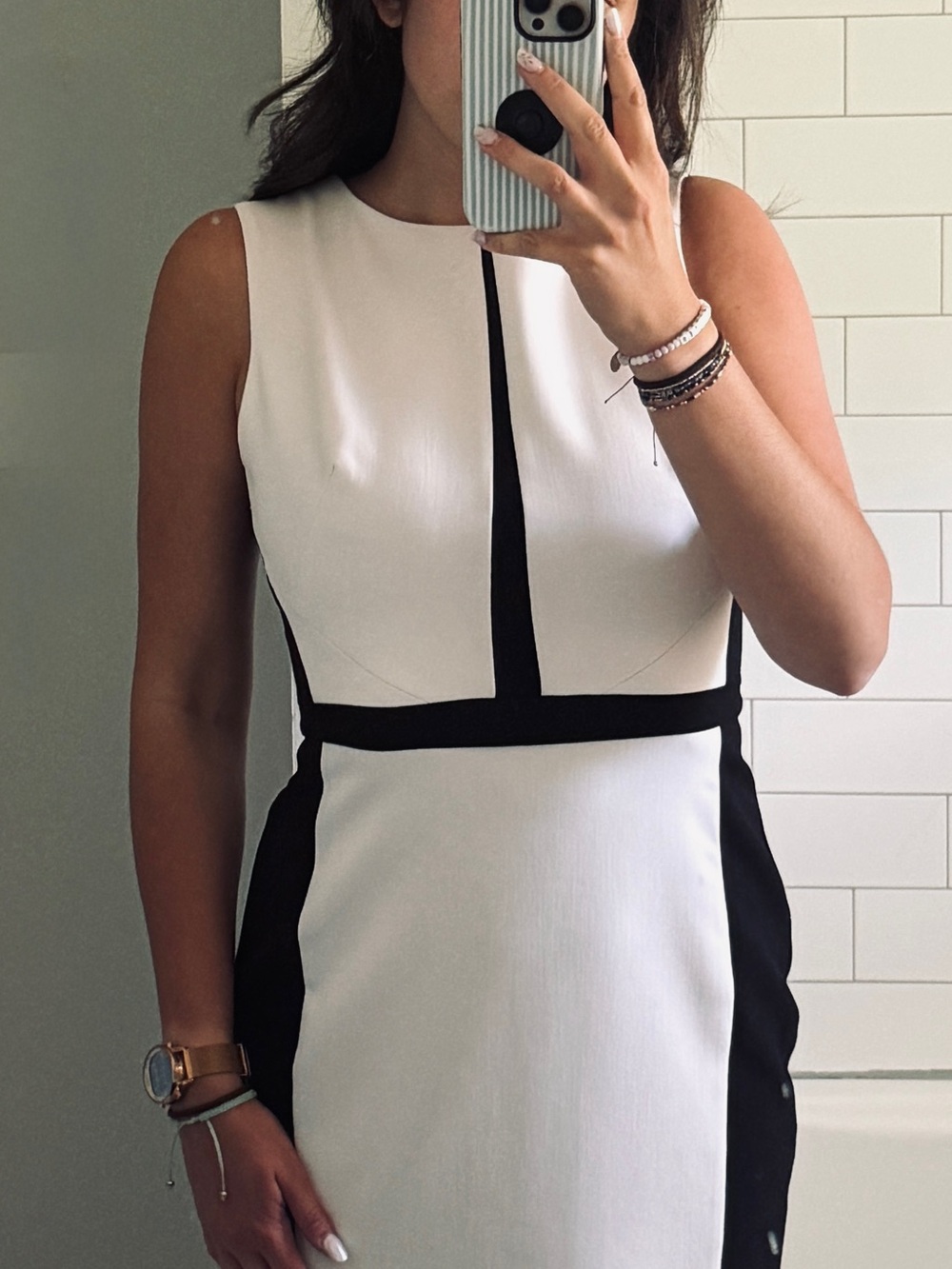 White House Black Market Black & White Colorblock Sheath Dress